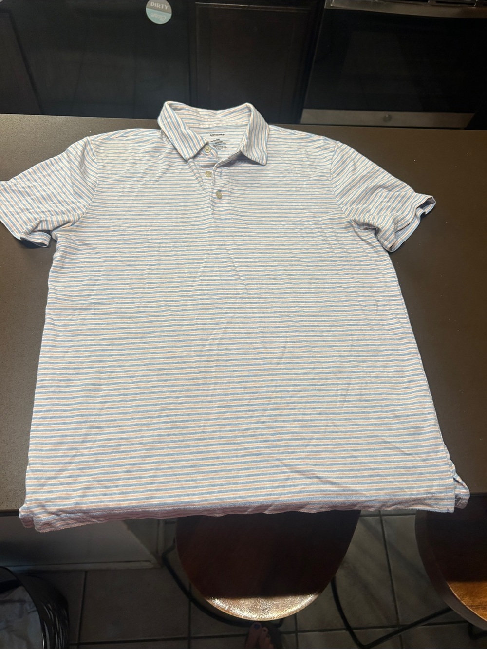 Sonoma Short-Sleeve Striped Polo - White & Light Blue